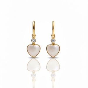 Golden Heart Pearl Drop Earrings – Anti Tarnish | N J JEWELS