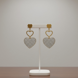 Heart Charm Dual Tone Earrings – Anti Tarnish by N J JEWELS