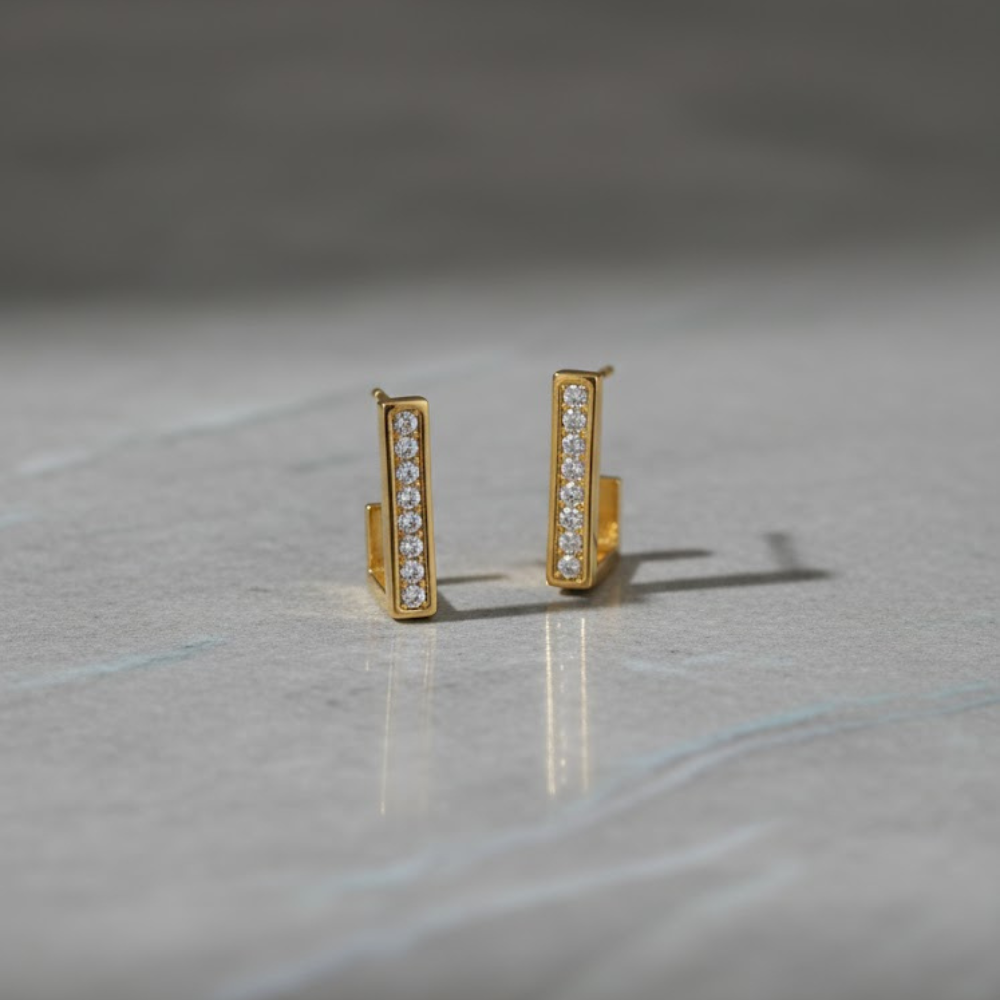 Heart Dangle Anti-Tarnish Gold Huggie Earrings - Image 4