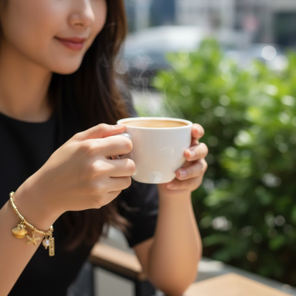 Golden Sea Charm Bracelet – Starfish, Shell & Pearl Design - Image 3