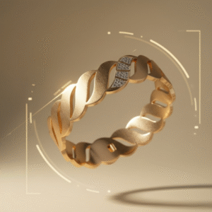 Elegant Gold-Tone Twisted Design Bracelet with Diamond Accents