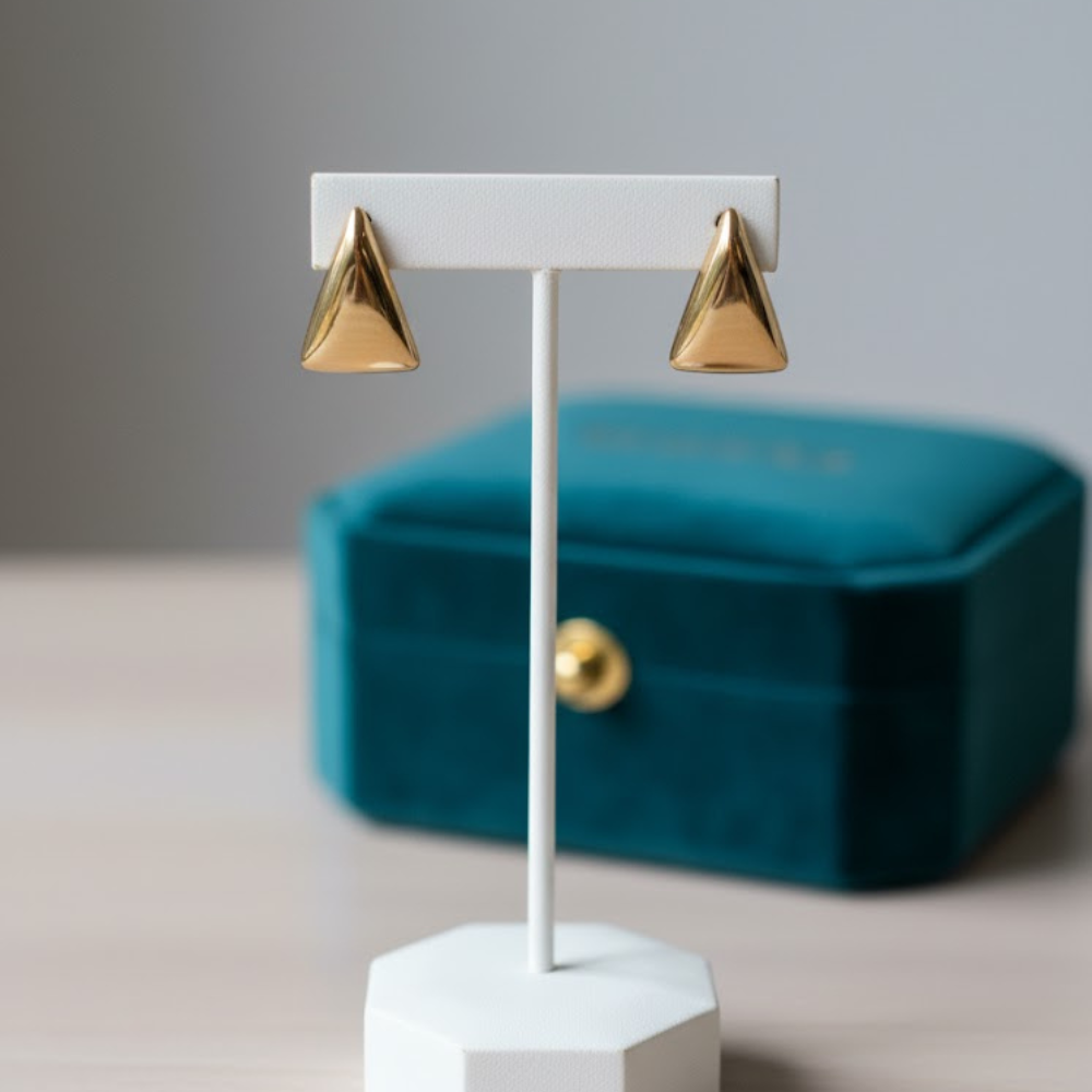 Golden Triangle Stud Earrings – Anti Tarnish Finish