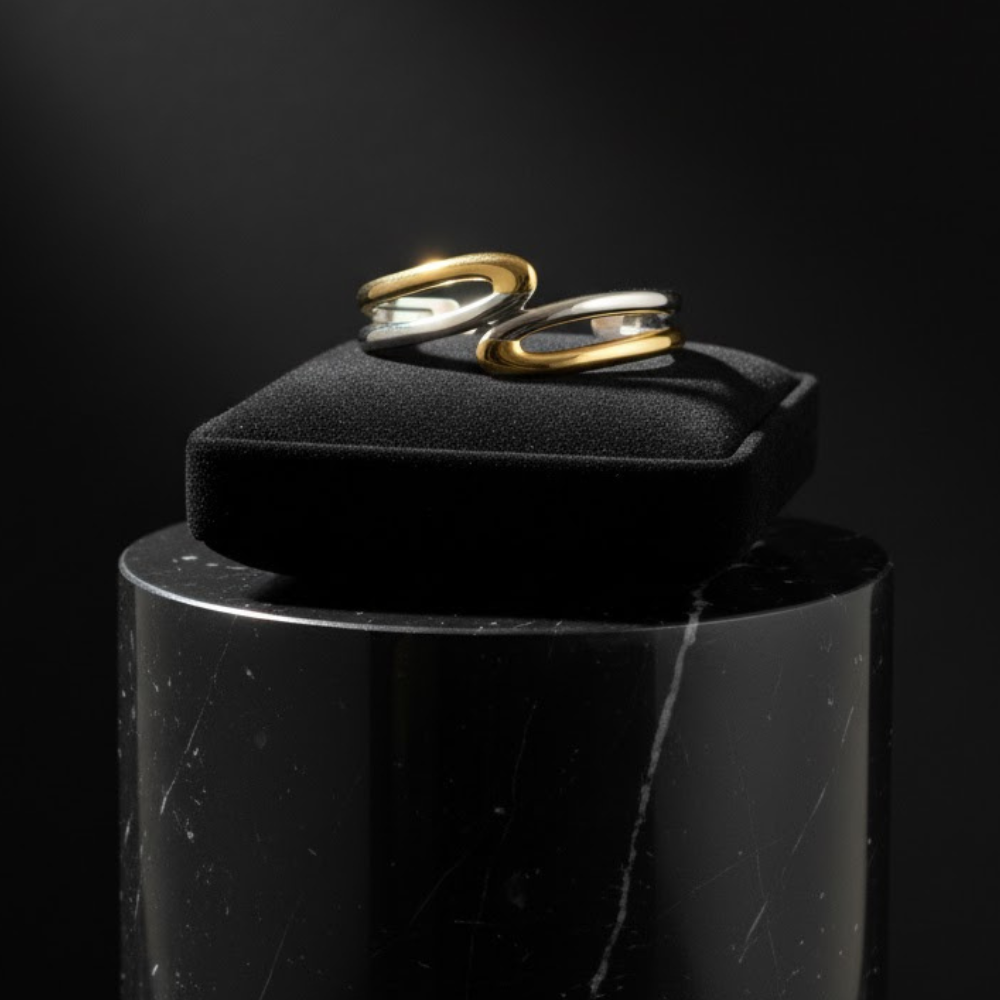 Dual-Tone Modern Open Cuff Bracelet for Women - Image 3