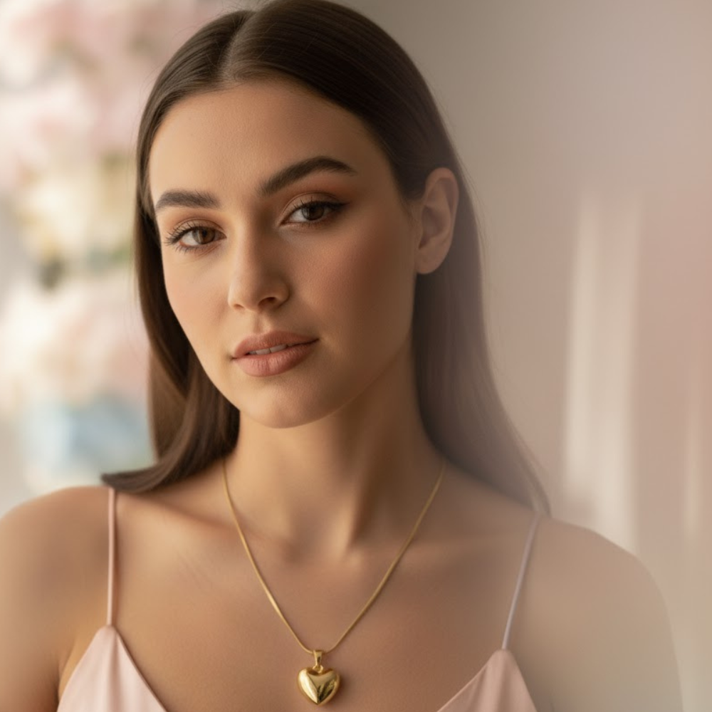 Elegant Gold Heart Pendant Chain - Image 3